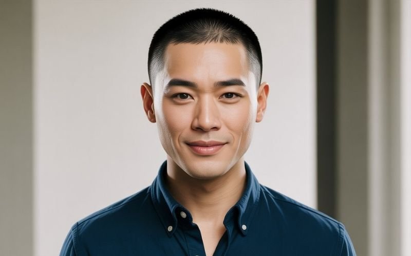 buzz-cut asian men
