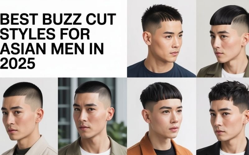 buzz-cut asian men