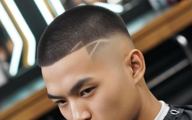 buzz-cut asian men